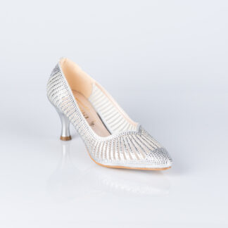 Gümüş Taşlı Stiletto Abiye Ayakkabı MJ5151