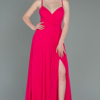 Fuşya Bacak Ve Sırt Dekolteli Şifon Abiye ABU1305