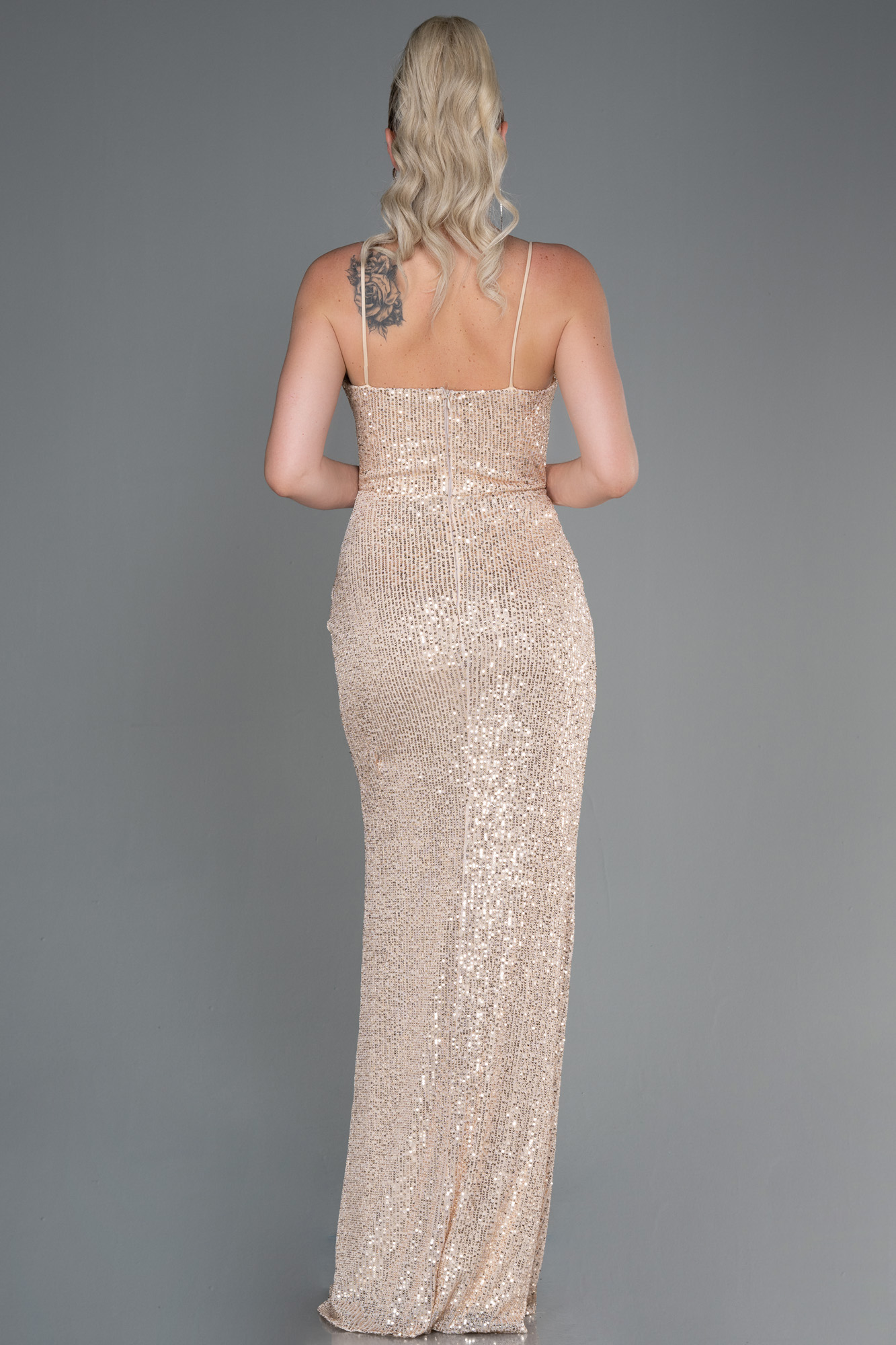 Vizon Bacak Dekolteli Balen Korse Pullu Abiye ABU3246 - Görsel 2