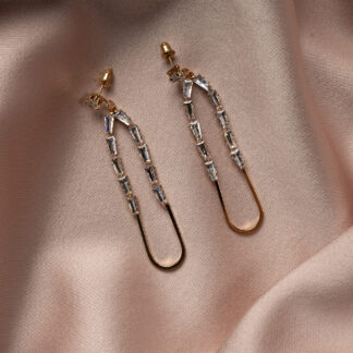 Gold Taşlı Abiye Küpe UK765