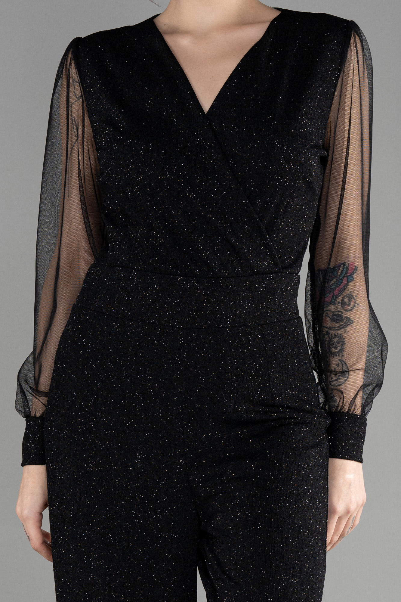 Siyah V Yaka Simli Tulum ABT012 - Görsel 3