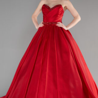 Kırmızı Straplez Uzun Özel Tasarım Prenses Abiye ABU3596