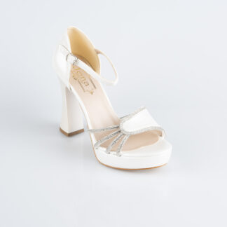 Ekru Deri Platform Topuk Abiye Ayakkabı MJD3409