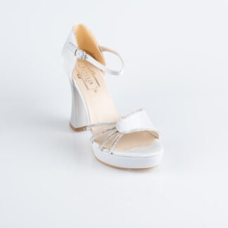 Gümüş Saten Platform Topuk Abiye Ayakkabı MJS3409