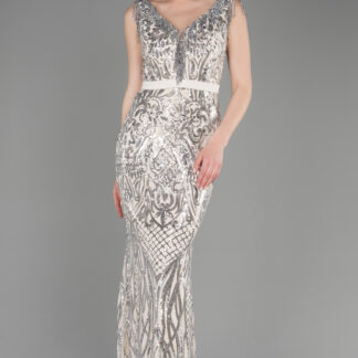 Vizon Kolsuz Uzun Pul Payet Nişan Elbisesi ABU5310