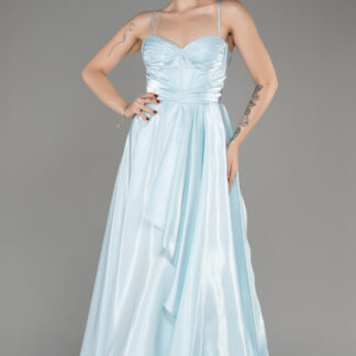 Mint Askılı Midi Tafta Davet Elbisesi ABK2063