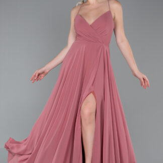 Soğan Kabuğu Bacak Ve Sırt Dekolteli Şifon Abiye ABU1305