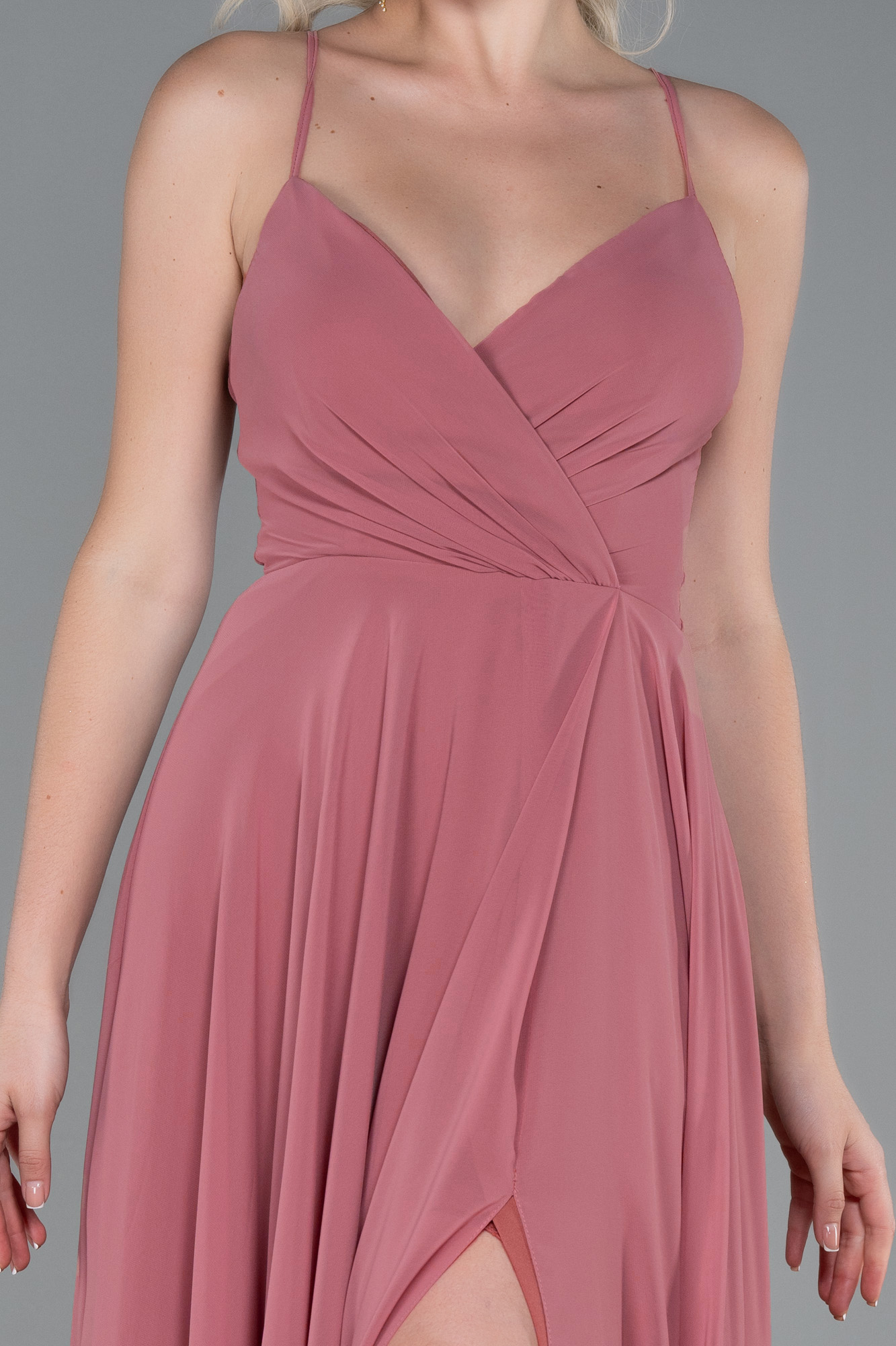 Soğan Kabuğu Bacak Ve Sırt Dekolteli Şifon Abiye ABU1305 - Görsel 3