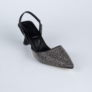 Siyah-Gümüş Taşlı Stiletto AB1127