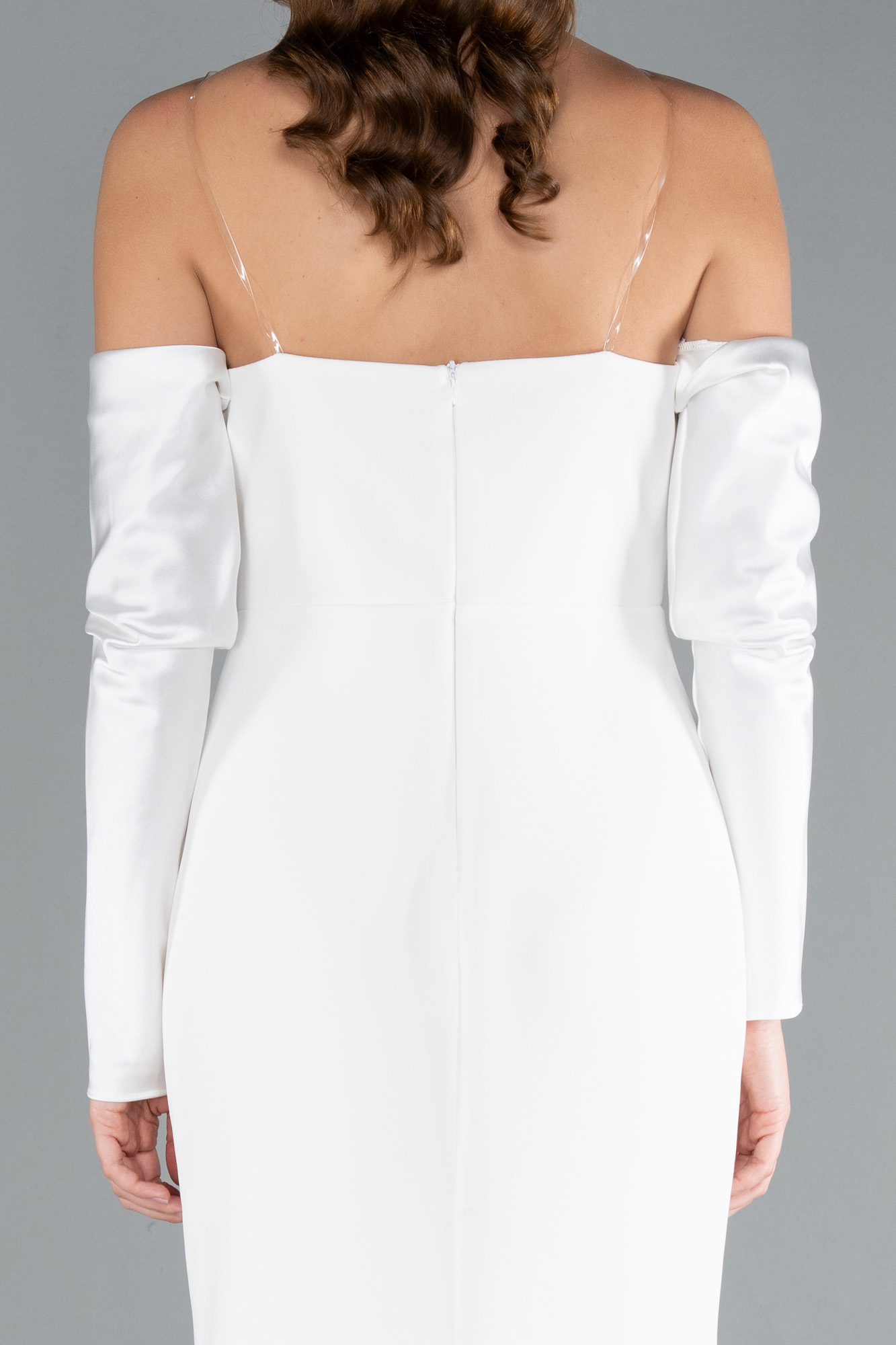 Ekru Straplez Kol Aksesuarlı Uzun Balık Abiye ABU5113 - Görsel 4