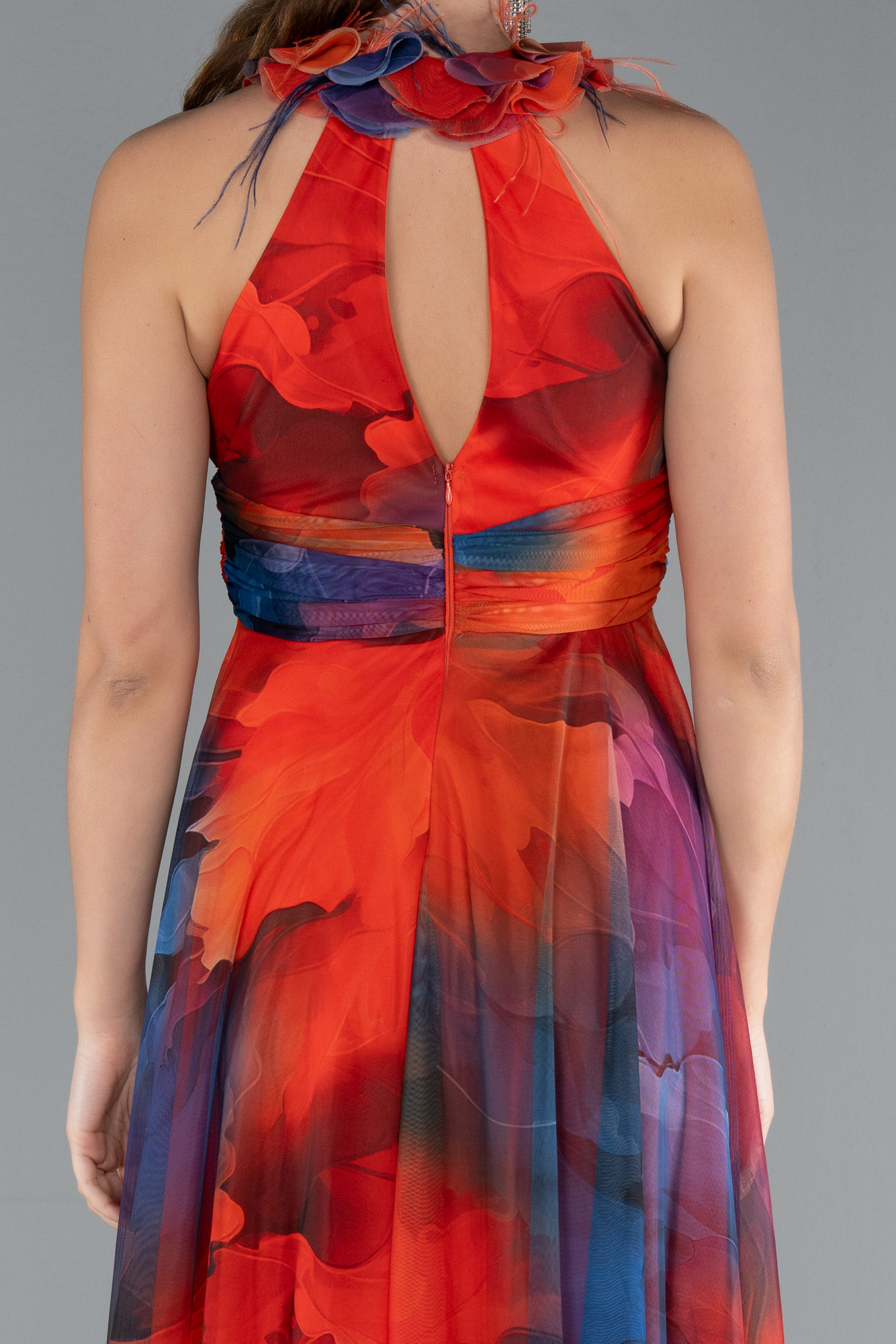 Orange Bacak Dekolteli Empirme Uzun Mezuniyet Elbisesi ABU4901 - Görsel 5