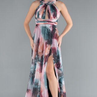 Soğan Kabuğu Yırtmaçlı Empirme Uzun Mezuniyet Elbisesi ABU4901