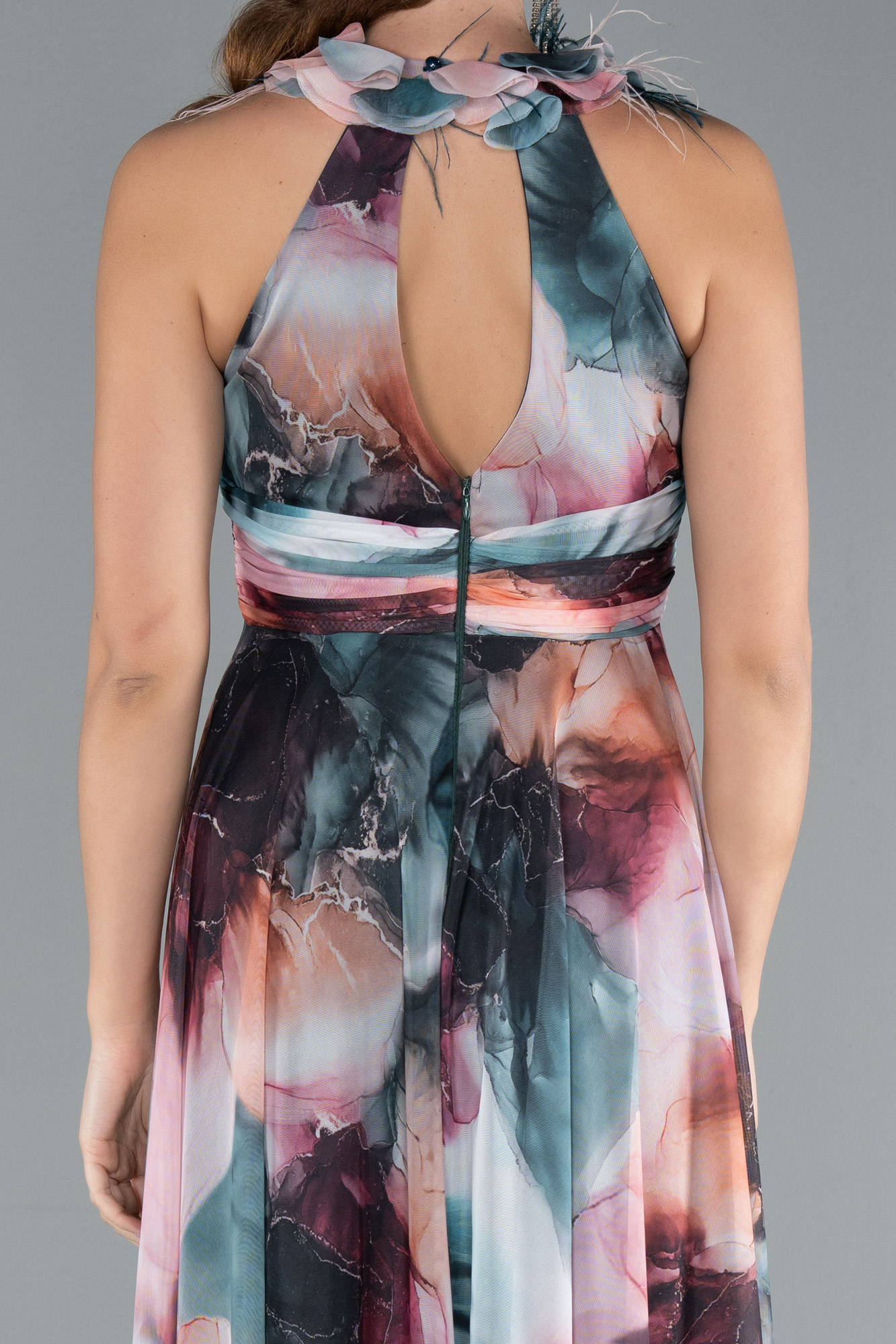 Soğan Kabuğu Yırtmaçlı Empirme Uzun Mezuniyet Elbisesi ABU4901 - Görsel 4