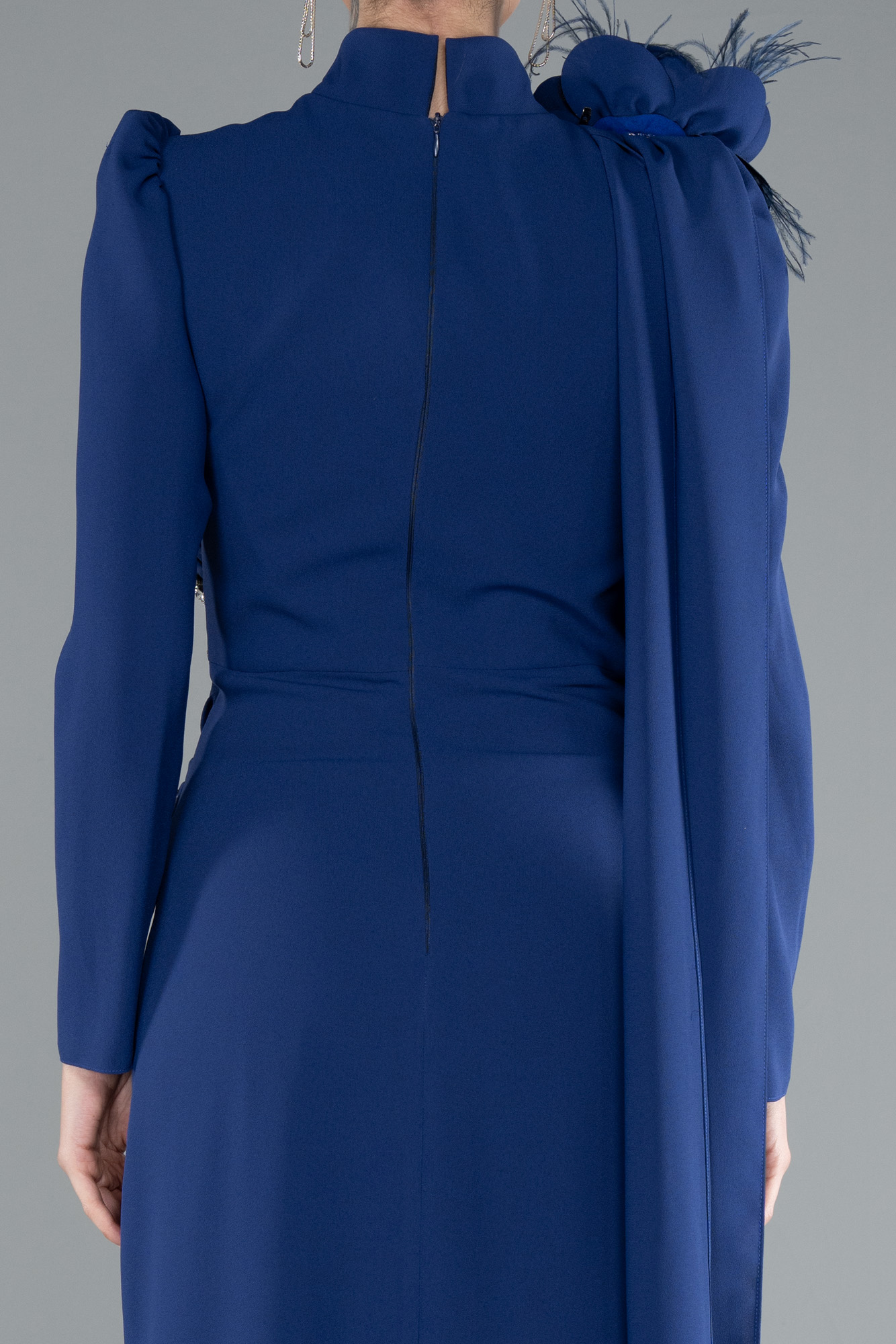 Parlement Dik Yaka Uzun Kol Şallı Tesettür Abiye ABU4934 - Görsel 4