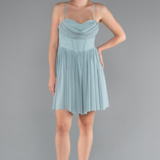 Mint Askılı Kısa Mezuniyet Elbisesi ABK2365
