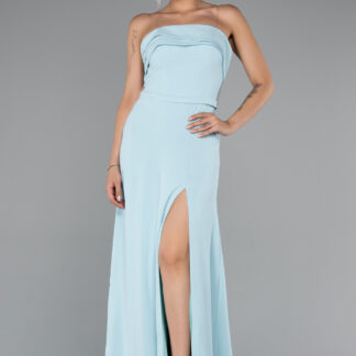 Mint Straplez Bacak Dekolteli Uzun Şifon Abiye ABU5108