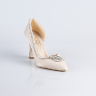Ten Taşlı Saten Stiletto Abiye Ayakkabı MJ8008