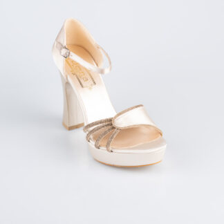 Gold Saten Platform Topuk Abiye Ayakkabı MJS3409