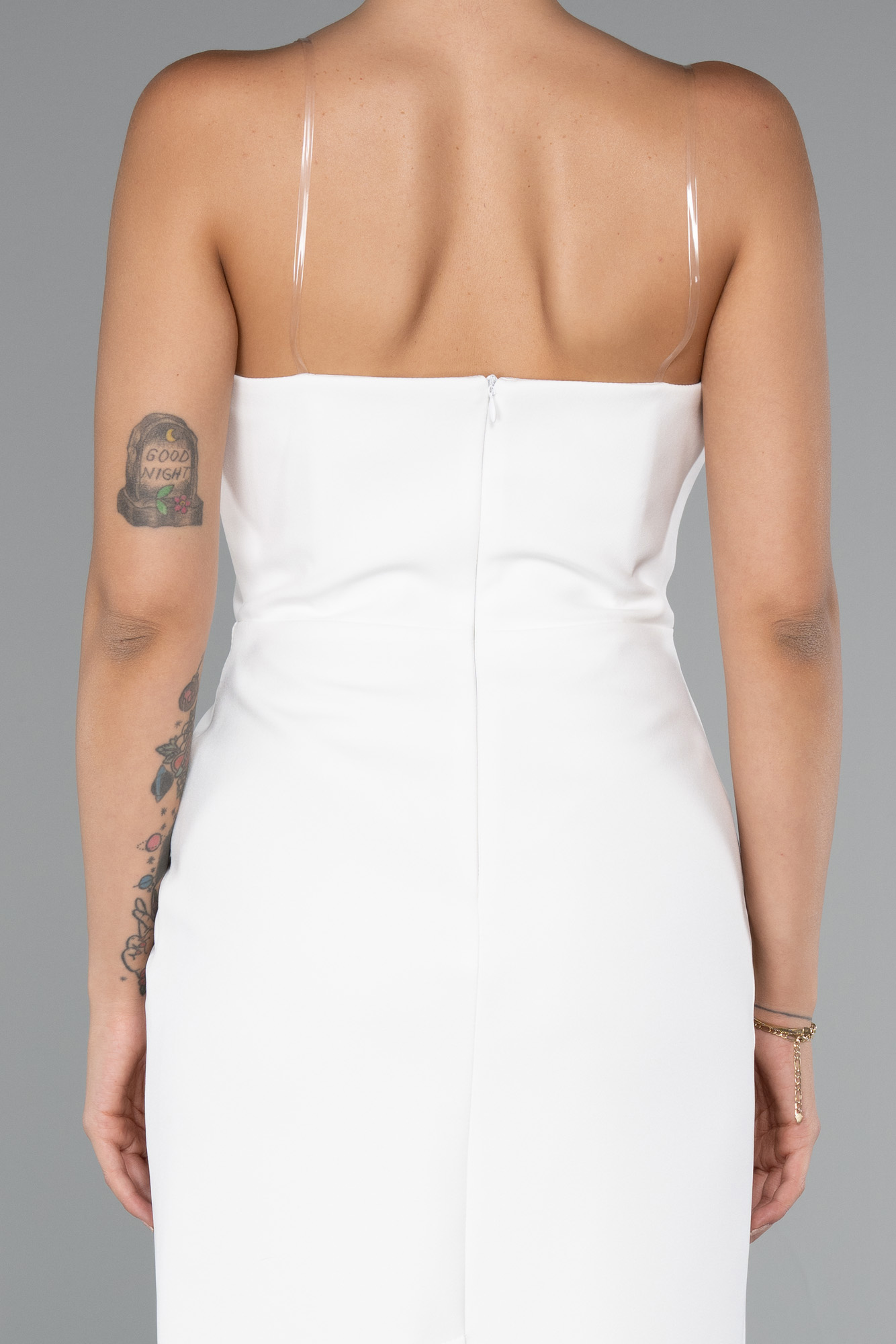 Ekru Straplez Kısa Davet Elbisesi ABK2362 - Görsel 4