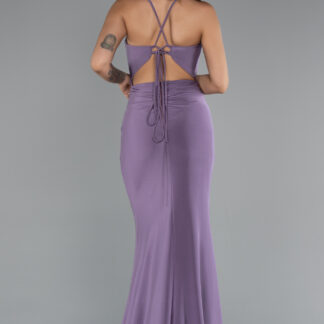 Lavanta Bacak Ve Sırt Dekolteli Uzun Abiye ABU3949