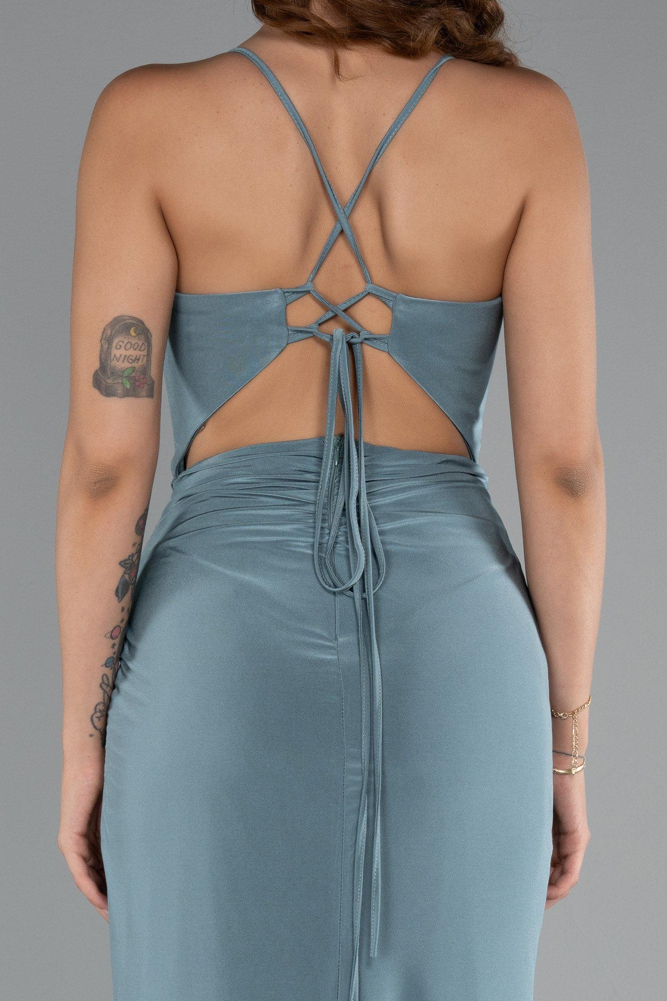 Mint Bacak Ve Sırt Dekolteli Uzun Abiye ABU3949 - Görsel 4