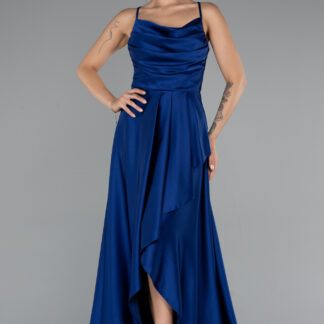 Parlement Bacak Dekolteli Uzun Saten Mezuniyet Elbisesi ABU5184