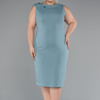 Mint Kolsuz Midi Büyük Beden Davet Elbisesi ABK2422