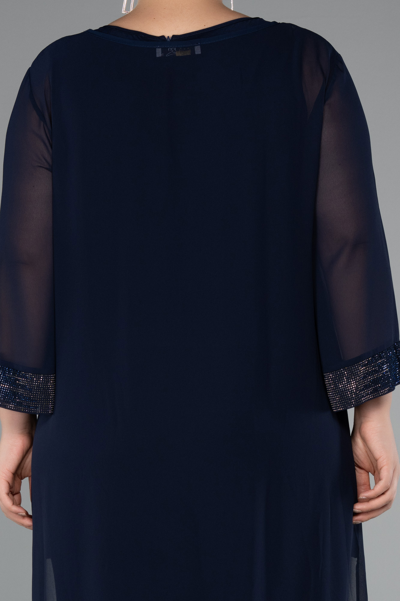 Lacivert Kapri Kol Şifon Büyük Beden Abiye Tulum ABT083 - Görsel 4