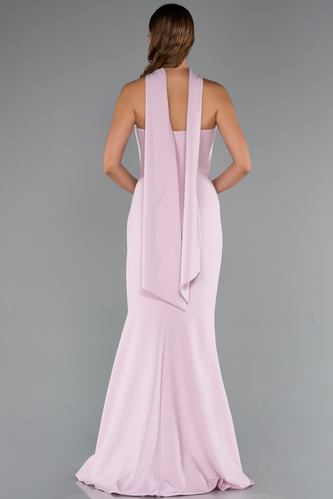 Pudra Straplez Balen Korse Şallı Uzun Abiye Elbise ABU5216 - Görsel 2