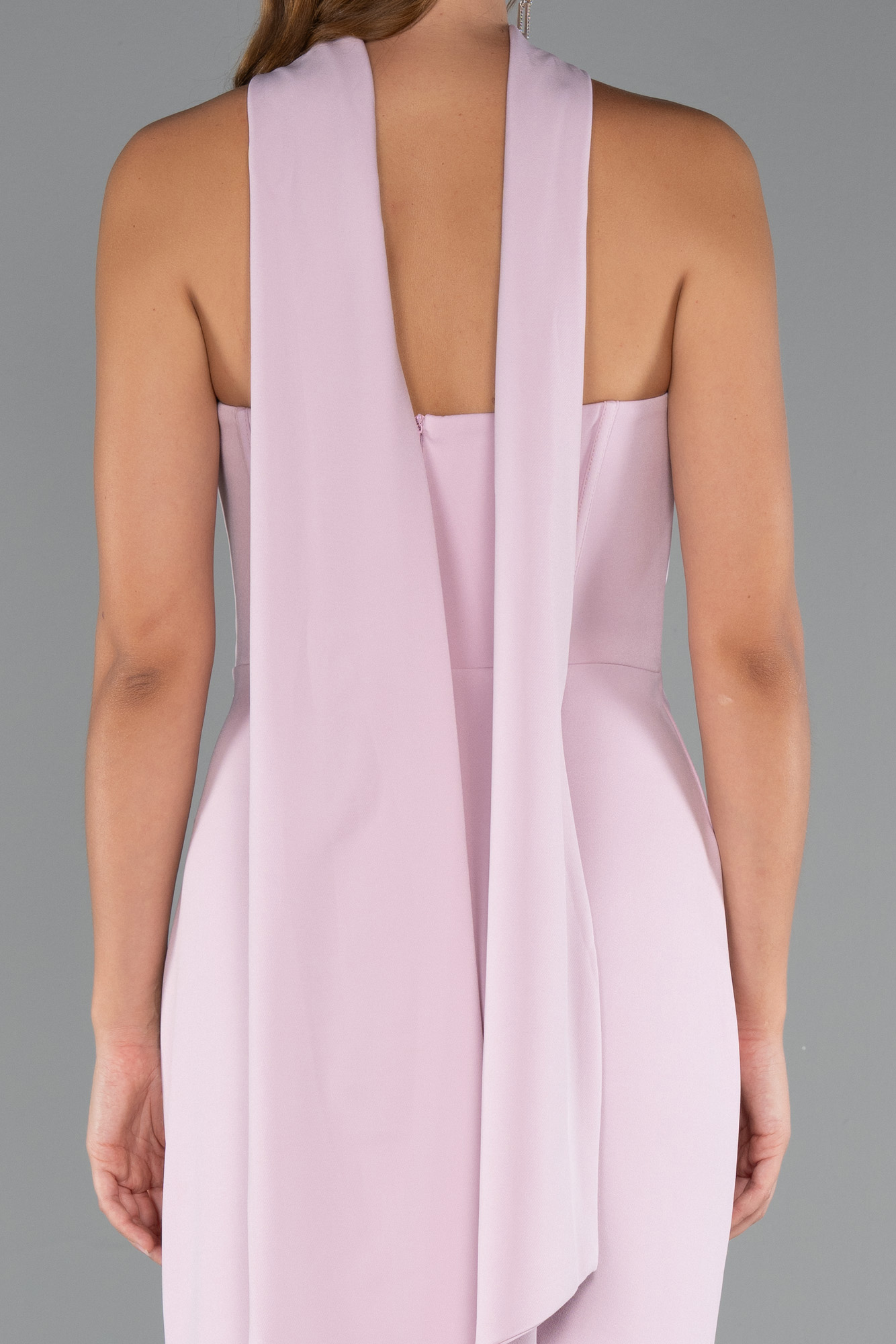 Pudra Straplez Balen Korse Şallı Uzun Abiye Elbise ABU5216 - Görsel 4