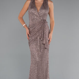 Vizon Göğüs Ve Sırt Dekolteli Uzun Pullu Abiye ABU5209