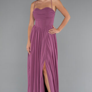 Gül Kurusu Sırt Ve Bacak Dekolteli Uzun Şifon Abiye ABU5223