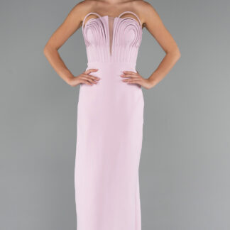 Pudra Straplez Balenli Uzun Balık Abiye Elbise ABU5235