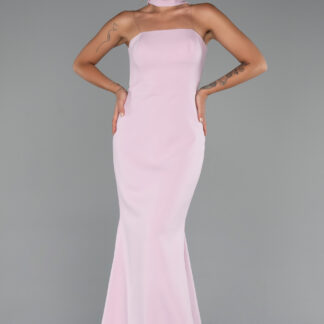 Pudra Straplez Şallı Uzun Balık Abiye Elbise ABU5282